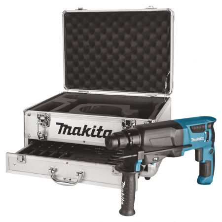 Makita HR2300X10 230V Boorhamer Alu. koffer, 14-delige SDS-PLUS borenset + 3 jaar Makita dealer garantie!