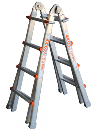 Waku Ladder Little Jumbo Telescopische vouwladder - max. werkhoogte 4.6m - 4x4 sporten - 1413800101